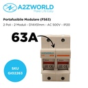 Portafusibile Modulare AC 2P 2M D14X51mm 63A AC 500V IP20 IEC60269 FS63