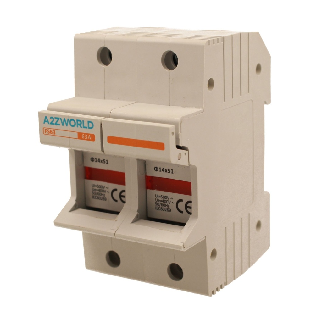 Portafusibile Modulare AC 2P 2M D14X51mm 63A AC 500V IP20 IEC60269 FS63