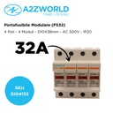 Portafusibile Modulare AC 4P 4M D10X38mm 32A AC 500V IP20 IEC60269 FS32