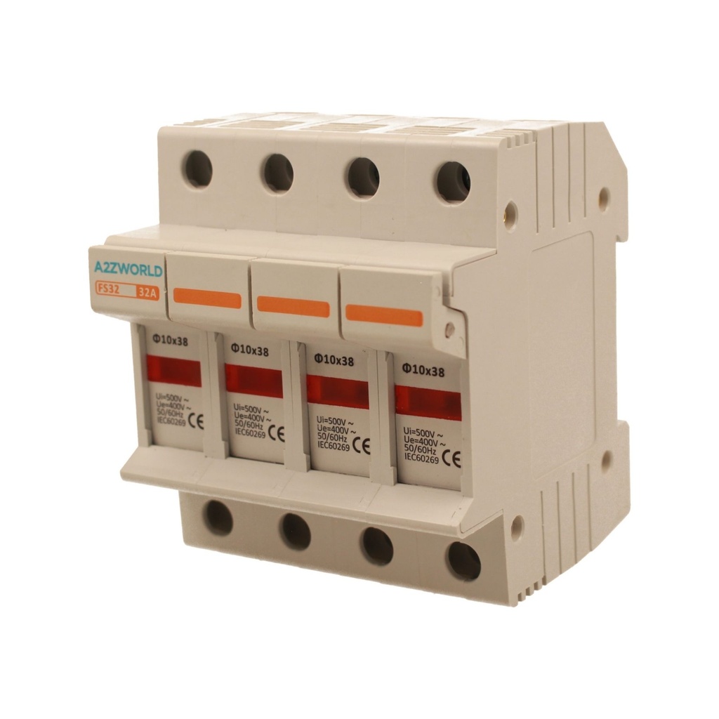 Portafusibile Modulare AC 4P 4M D10X38mm 32A AC 500V IP20 IEC60269 FS32