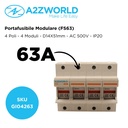 Portafusibile Modulare AC 4P 4M D14X51mm 63A AC 500V IP20 IEC60269 FS63