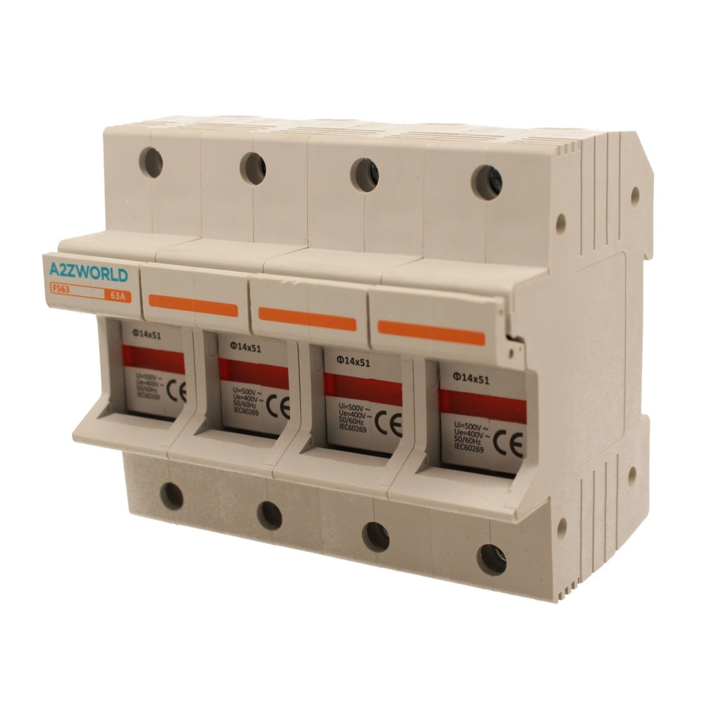 Portafusibile Modulare AC 4P 4M D14X51mm 63A AC 500V IP20 IEC60269 FS63