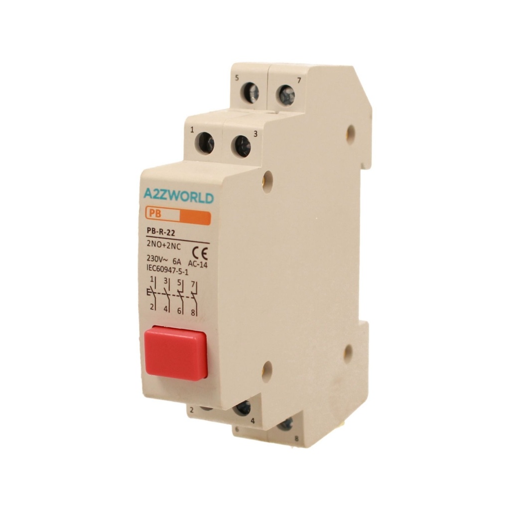 Pulsante Modulare Con Spia Luce Led Rosso 1M 2NO+2NC 6A AC 230V IP20 IEC60947-5-1 PB