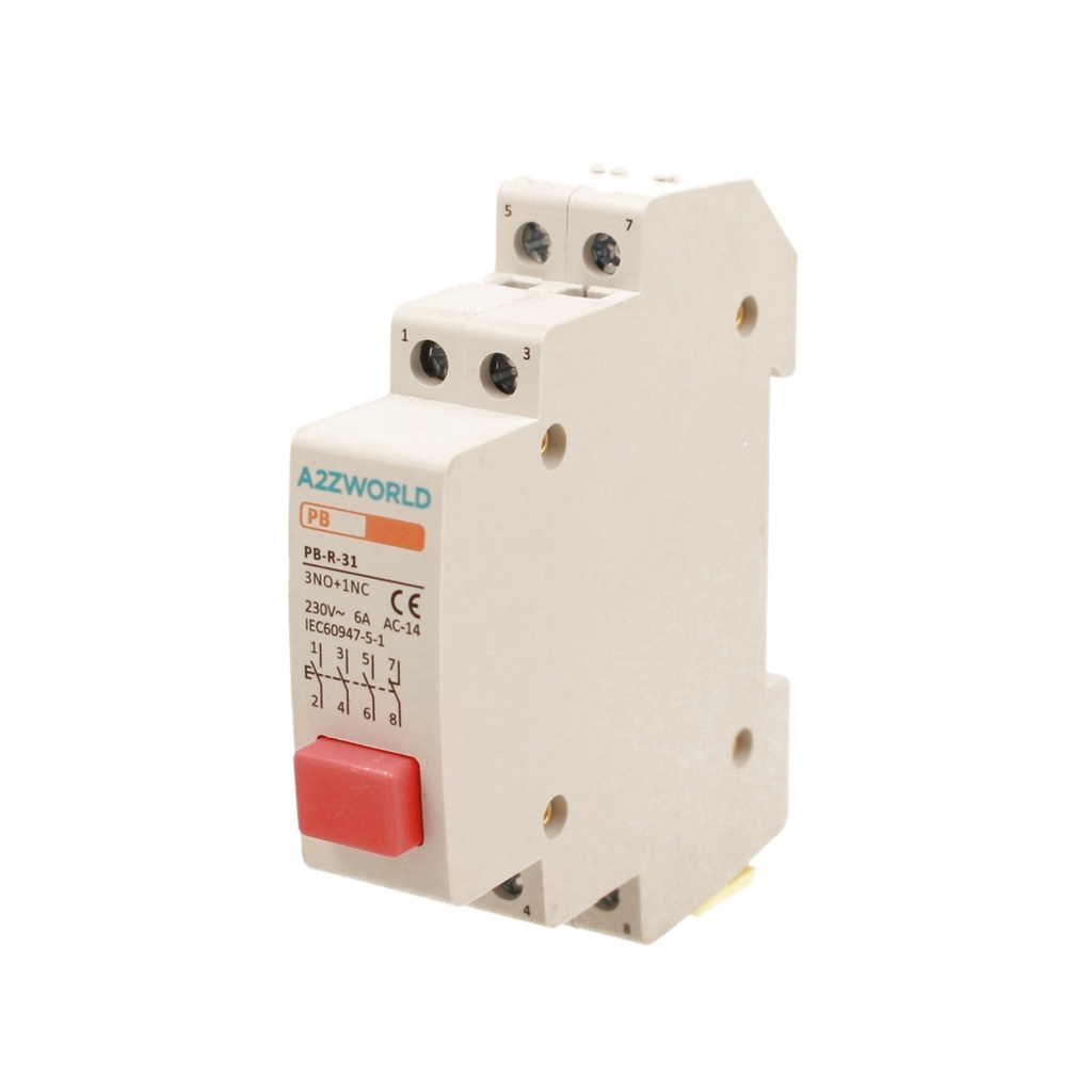 Pulsante Modulare Con Spia Luce Led Rosso 1M 3NO+1NC 6A AC 230V IP20 IEC60947-5-1 PB