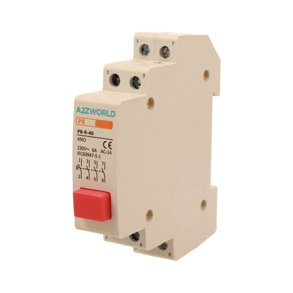 Pulsante Modulare Con Spia Luce Led Rosso 1M 4NO 6A AC 230V IP20 IEC60947-5-1 PB