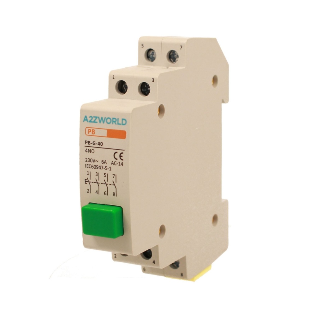 Pulsante Modulare Con Spia Luce Led Verde 1M 4NO 6A AC 230V IP20 IEC60947-5-1 PB