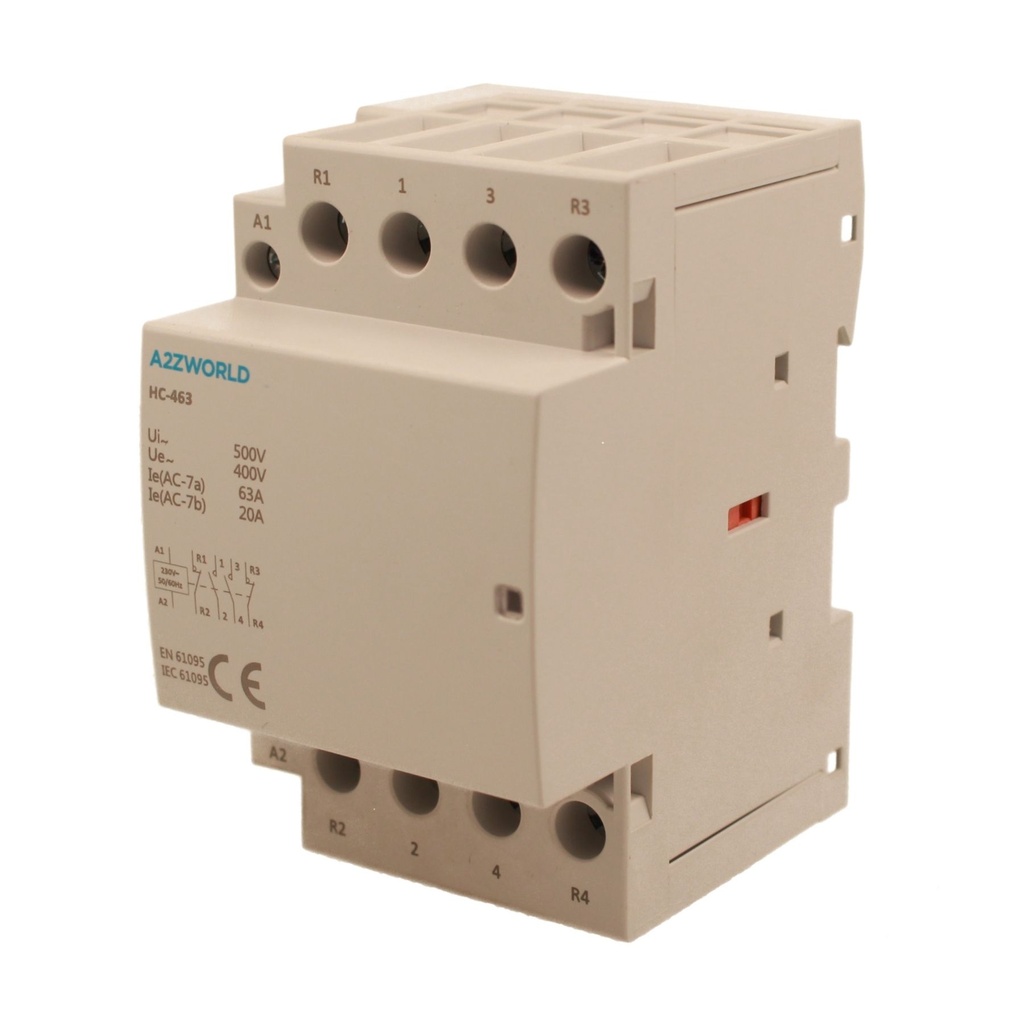 Teleruttore Contattore Modulare AC 4P 3M 2NO+2NC 63A AC 400V IP20 IEC61095 / IEC60947-4-1 HC-463