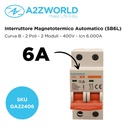 MCB Interruttore Magnetotermico Automatico Curva B 2P 2M 6000A B6A AC 400V IP20 SB6L