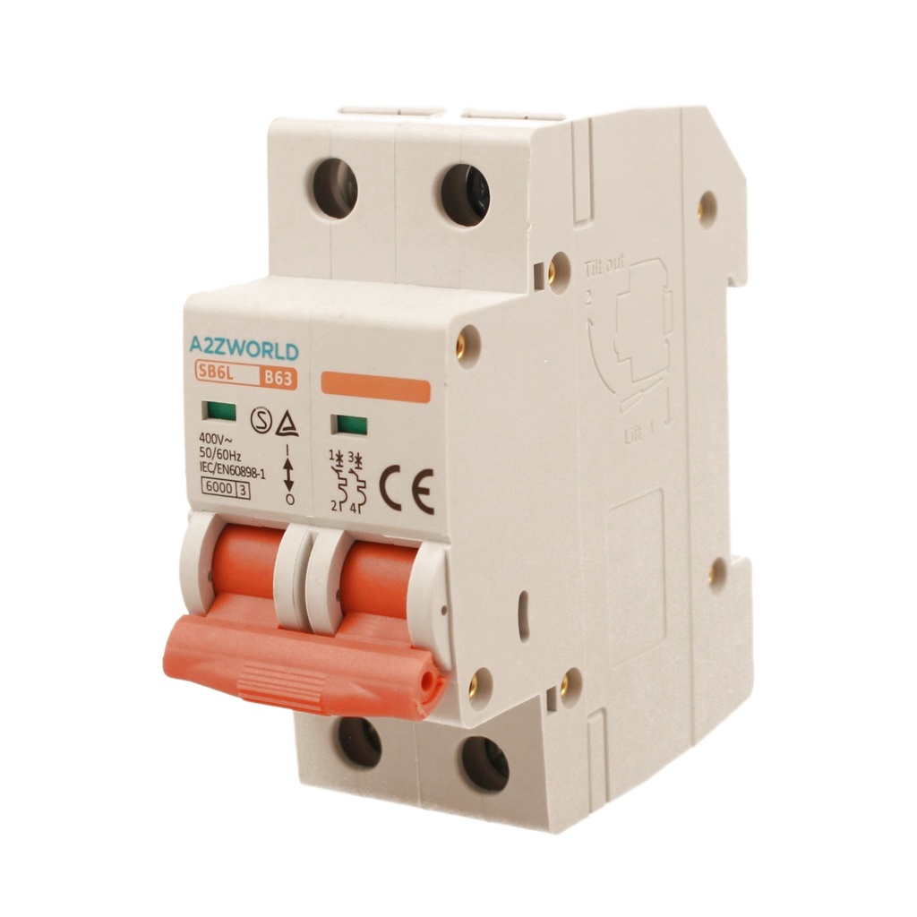MCB Interruttore Magnetotermico Automatico Curva B 2P 2M 6000A B63A AC 400V IP20 SB6L