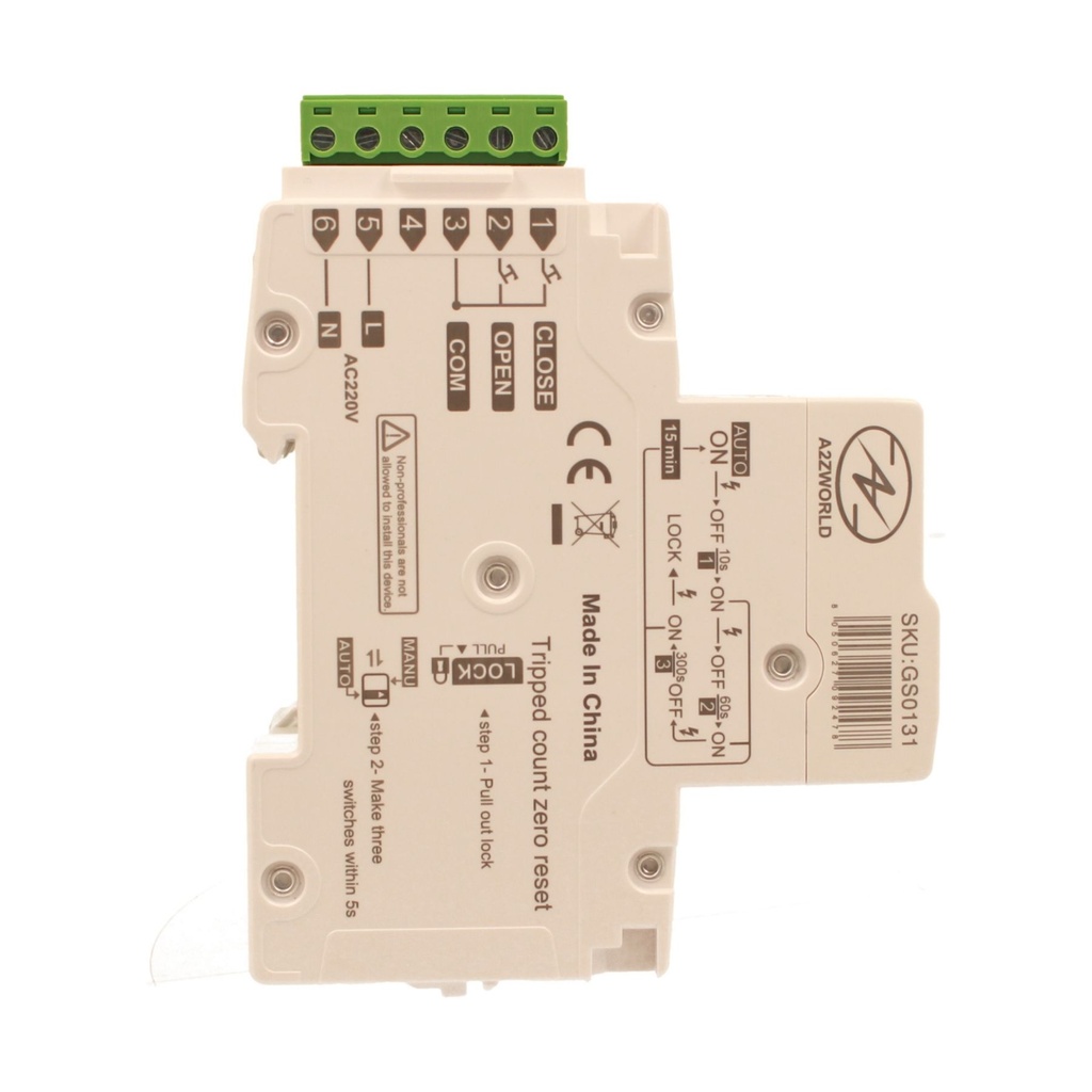RCCB Interruttore Differenziale Puro Riarmo Automatico, Tipo A 1P+N 3M 6000A 30mA 40A AC 230V IP20 IEC61008-1 PR8NM