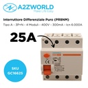 RCCB Interruttore Differenziale Puro Tipo A 3P+N 4M 6000A 300mA 25A AC 400V IP20 IEC61008-1 PR8NM