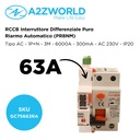RCCB Interruttore Differenziale Puro Riarmo Automatico, Tipo AC 1P+N 3M 6000A 300mA 63A AC 230V IP20 IEC61008-1 PR8NM