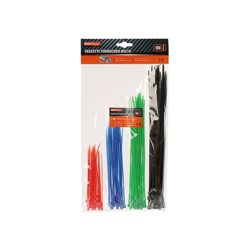 100 Fascette Plastica Colorati Fascette Elettricista Misure 100mm 150mm 200mm 250mm