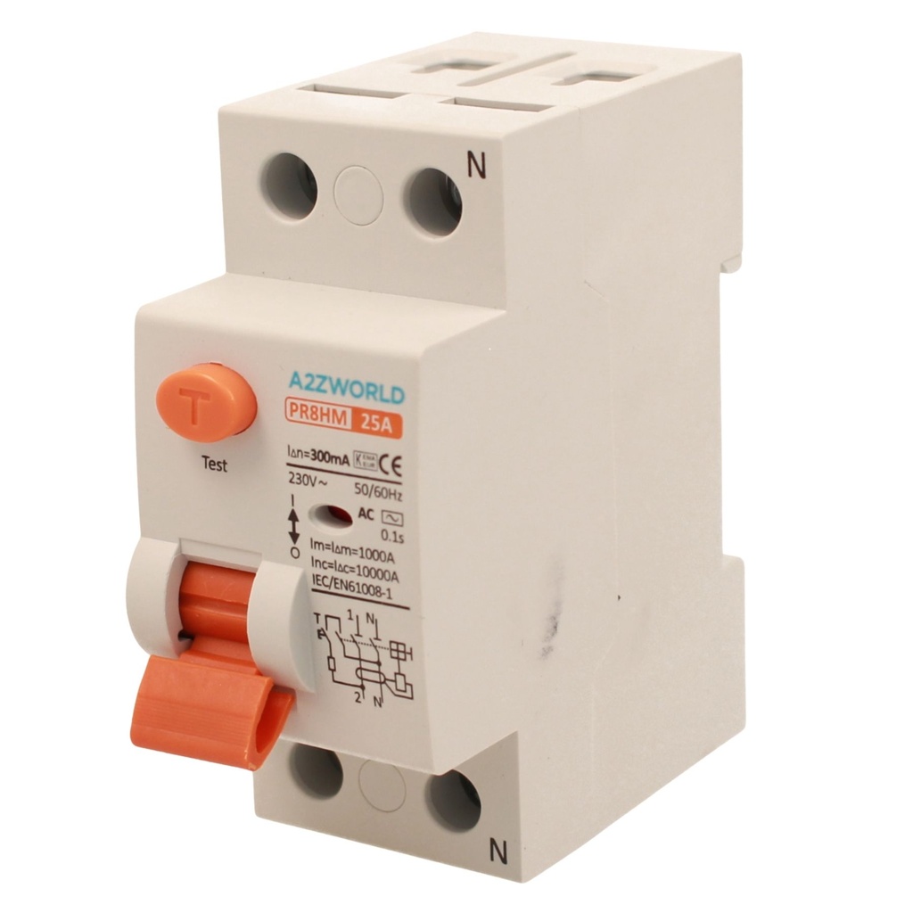 RCCB Interruttore Differenziale Puro Tipo AC 1P+N 2M 10000A 300mA 25A AC 230V IP20 IEC61008-1 PR8HM