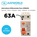 RCCB Interruttore Differenziale Puro Tipo AC 1P+N 2M 10000A 300mA 63A AC 230V IP20 IEC61008-1 PR8HM