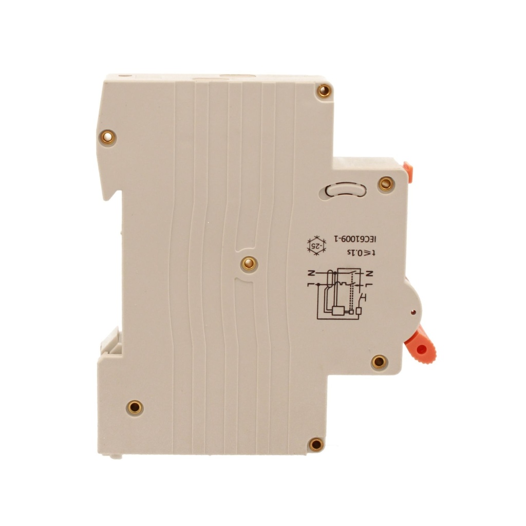 RCBO Interruttore Magnetotermico Differenziale Tipo A Curva C 1P+N 1M 6000A 10mA Per Zone Umide C25A AC 230V IP20 IEC61009-1 PL8HT