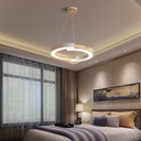 Lampadario LED a Sospensione con 2 Mezzaluna 32W in Legno Colore Bianco 43*37*112cm 3000K 