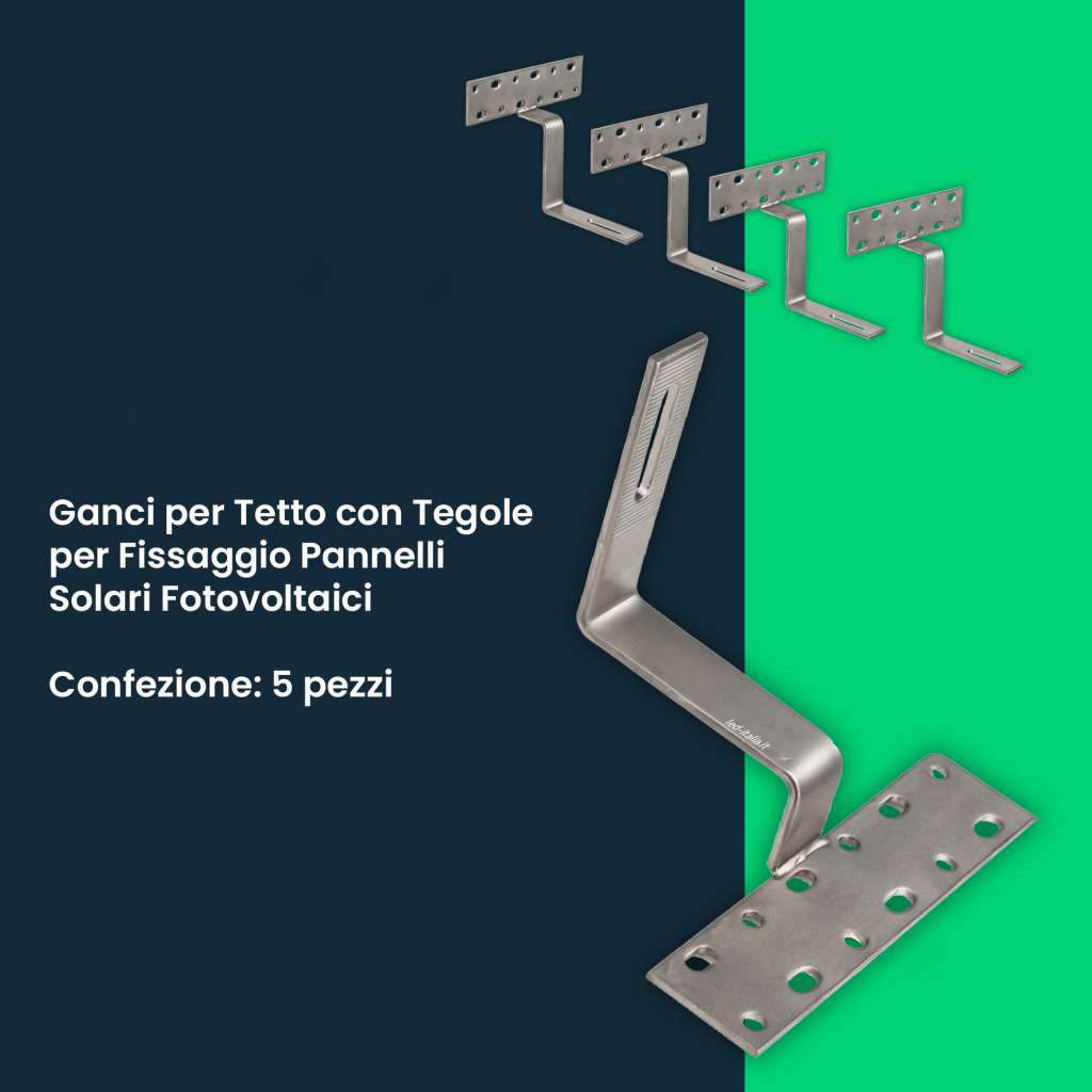 Italia Kit Struttura in Alluminio per montaggio 8 Pannelli Fotovoltaici 35mm per installazione su Tetto con Tegole KST-8T