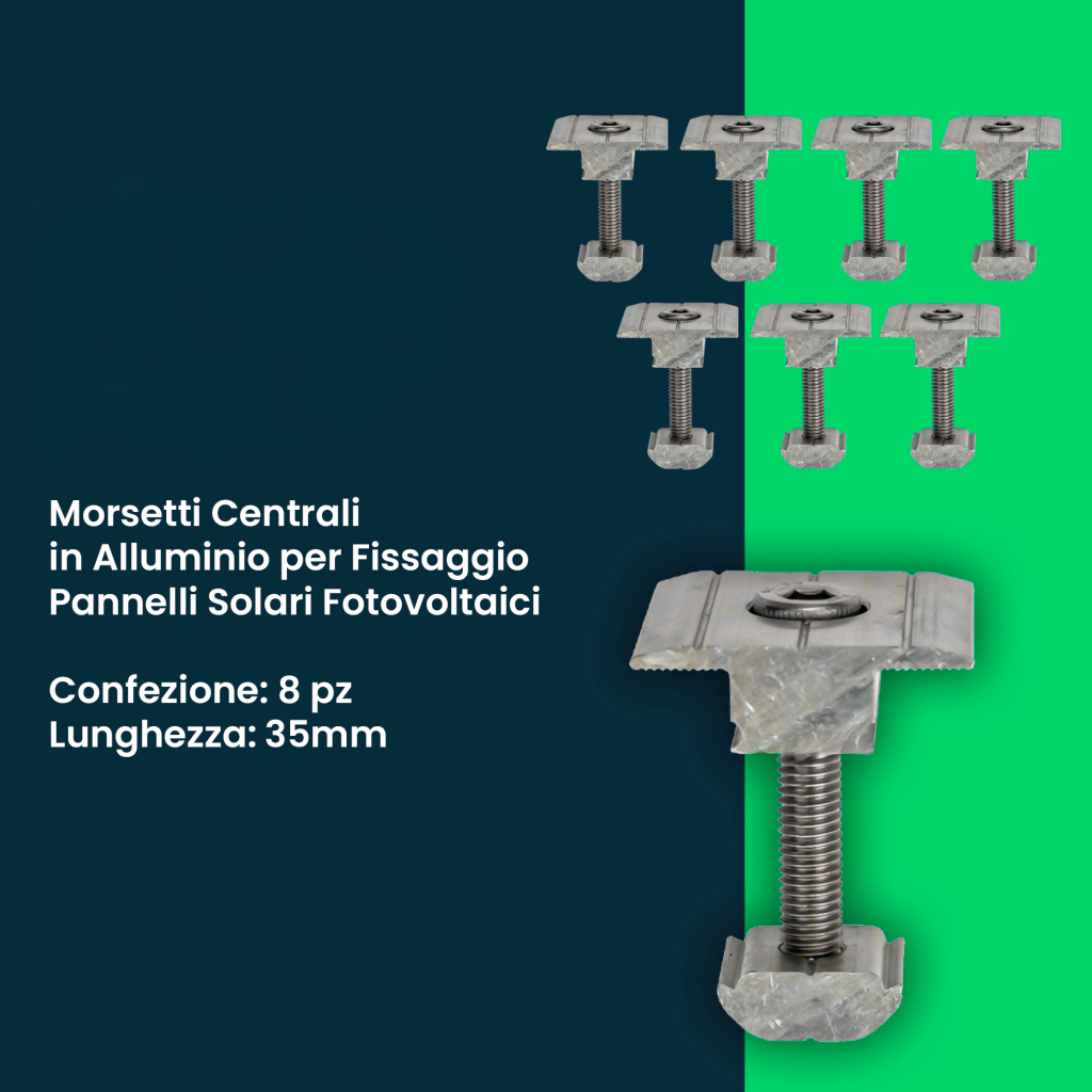 Italia Kit Struttura in Alluminio per montaggio 8 Pannelli Fotovoltaici 35mm per installazione su Tetto con Tegole KST-8T