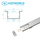 Kit Profilo Alluminio Completo Da 2 Metri Per Striscia Led, Super Larga e Alta Da Incasso, Dimensione 43*20mm, Larghezza Interna 25mm, 275g/m, Copertura Opale, Tappi Chiusura e Clip Fissaggio Incluso,BAV3372