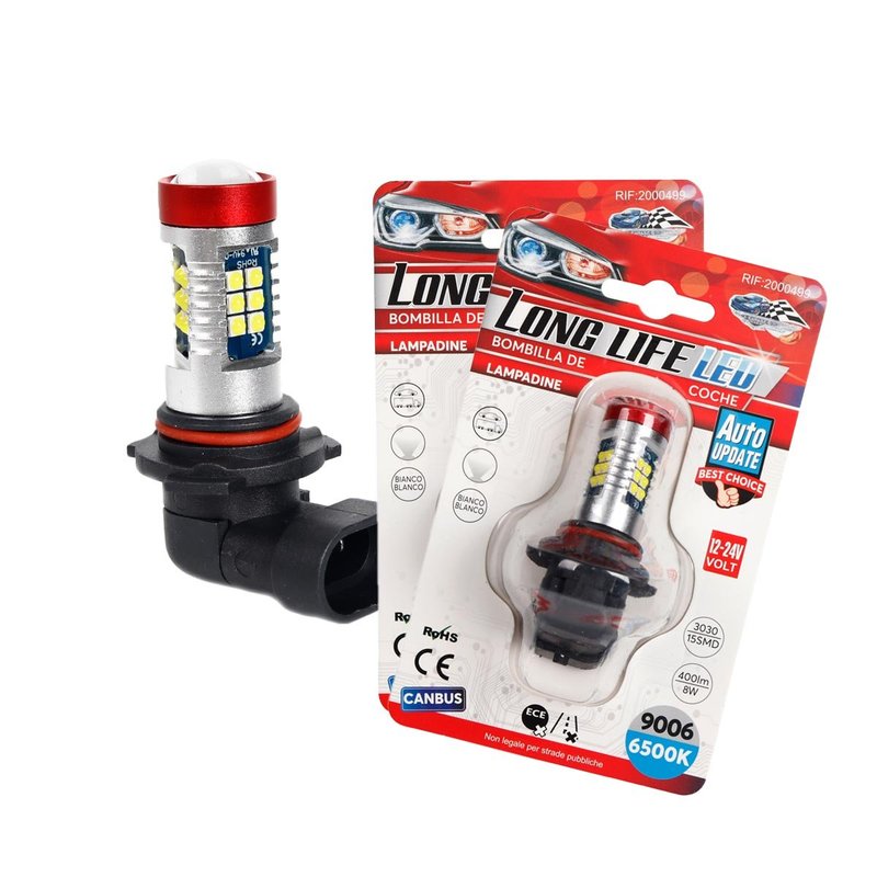 2 PZ Lampada LED HB4 9006 12-24V 400lm 8W Bianco Freddo Per Fendinebbia Auto