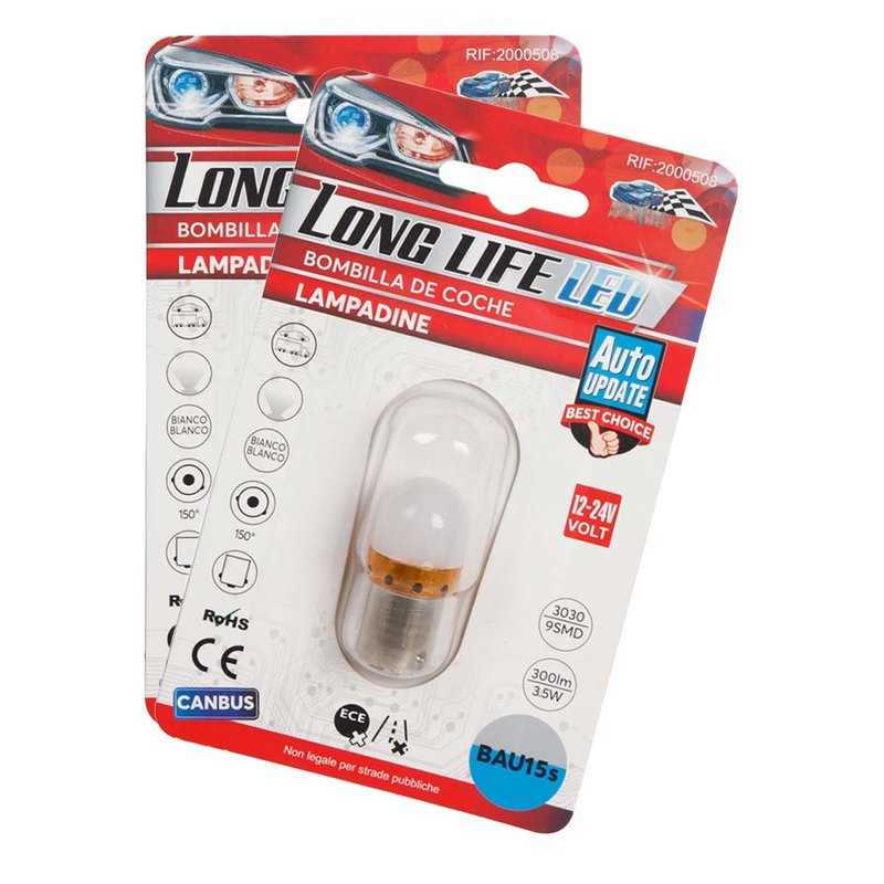 2 PZ Lampada LED BAU15S S25 PY21W 12V 24V 300lm Bianca Fredda Piedi Storti