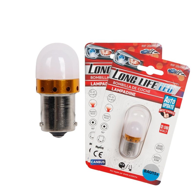 2 Pezzi Lampada LED BAU15S PY21W Rossa 9 SMD 3030 12V 24V 300lm 3.5W Piedi Storti