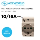 Presa Modulare Universale P40 Schuko + Bipasso Italiano 2M 10/16A AC 250V IP20 IEC60884 AD20IK