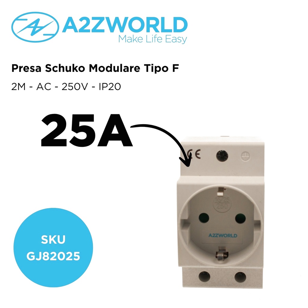 Presa Schuko Modulare Tipo F 2M 25A AC 250V IP20 IEC60884 SK-225-EU