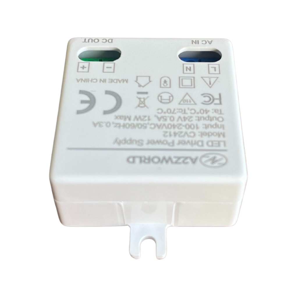 Mini Alimentatore Trasformatore 24V 12W 0,5A Per Striscia Led 45X40X20mm