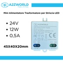 Mini Alimentatore Trasformatore 24V 12W 0,5A Per Striscia Led 45X40X20mm