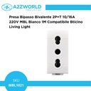 Presa Bipasso Bivalente 2P+T 10/16A 220V MBL Bianco 1M Compatibile Bticino Living Light BLB2001
