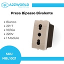 Presa Bipasso Bivalente 2P+T 10/16A 220V MBL Bianco 1M Compatibile Bticino Living Light BLB2001