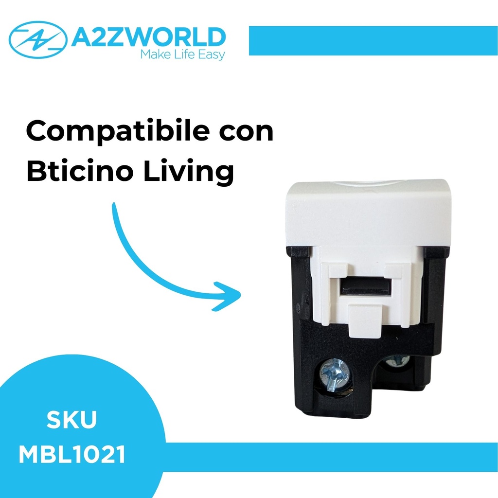 Presa Bipasso Bivalente 2P+T 10/16A 220V MBL Bianco 1M Compatibile Bticino Living BLB2001