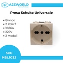 Presa Schuko Universale 2P+T 10/16A 220V MBL Bianco 2M Compatibile Bticino Living Light BLB2102