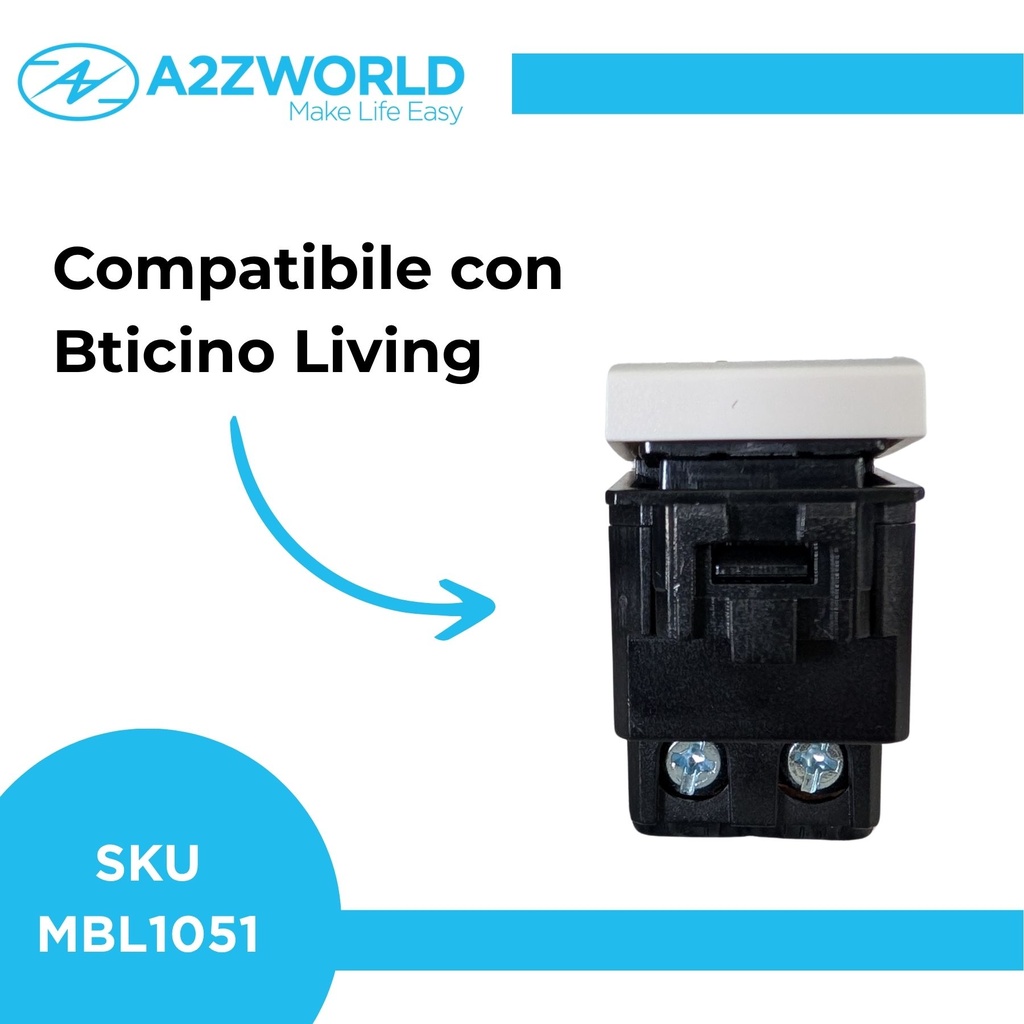 Interruttore Bipolare 0-1 2P 16A 220V MBL Bianco 1M Compatibile Bticino Living BLB0402
