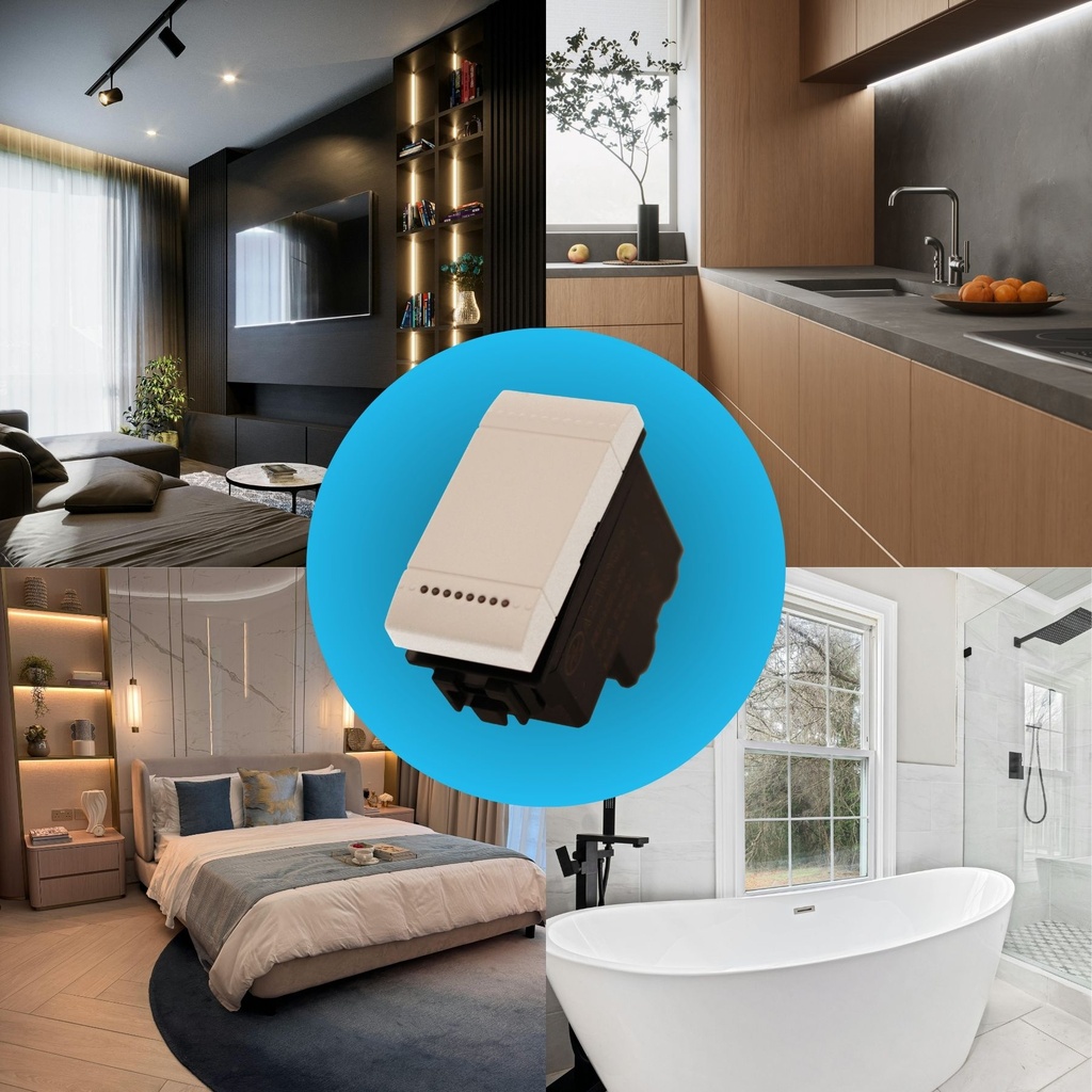 Interruttore Bipolare 0-1 2P 16A 220V MBL Bianco 1M Compatibile Bticino Living BLB0402