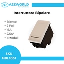 Interruttore Bipolare 0-1 2P 16A 220V MBL Bianco 1M Compatibile Bticino Living BLB0402