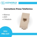 Connettore Telefonica Presa RJ11 MBL Bianco 1M Compatibile Bticino Living BLB2354