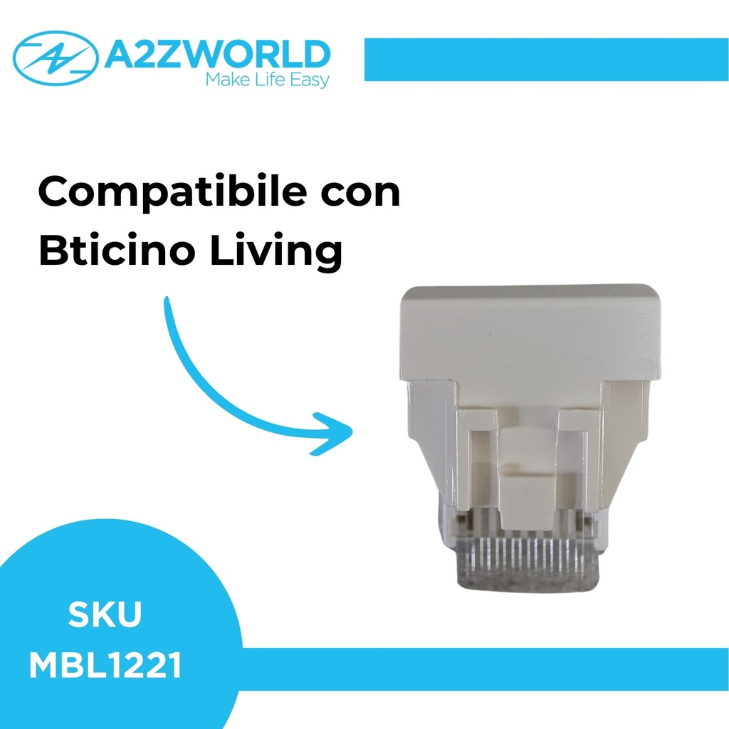 Connettore Telefonica Presa RJ11 MBL Bianco 1M Compatibile Bticino Living BLB2354