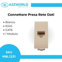 Connettore Rete Presa Dati RJ45 CAT6 MBL Bianco 1M Compatibile Bticino Living Light BLB2356