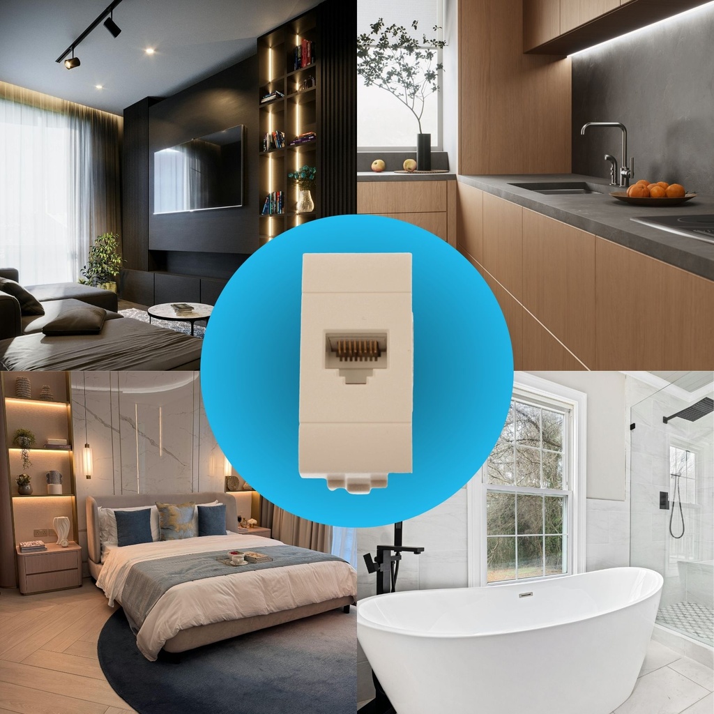 Connettore Rete Presa Dati RJ45 CAT6 MBL Bianco 1M Compatibile Bticino Living Light BLB2356