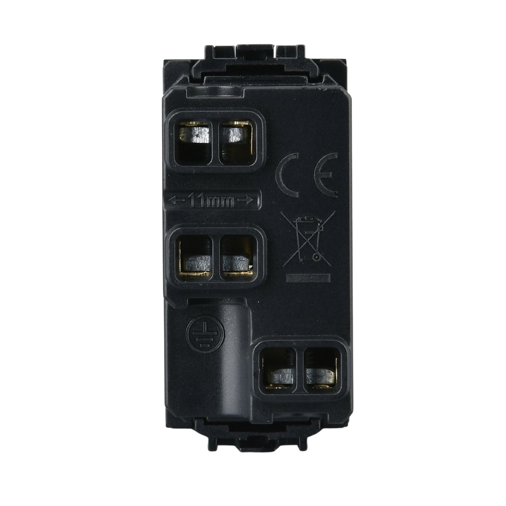 Presa Bipasso Bivalente 2P+T 10/16A 220V MBL Nero 1M Compatibile Bticino Living International BLN2001