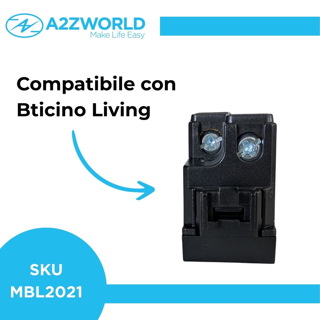 Presa Bipasso Bivalente 2P+T 10/16A 220V MBL Nero 1M Compatibile Bticino Living BLN2001