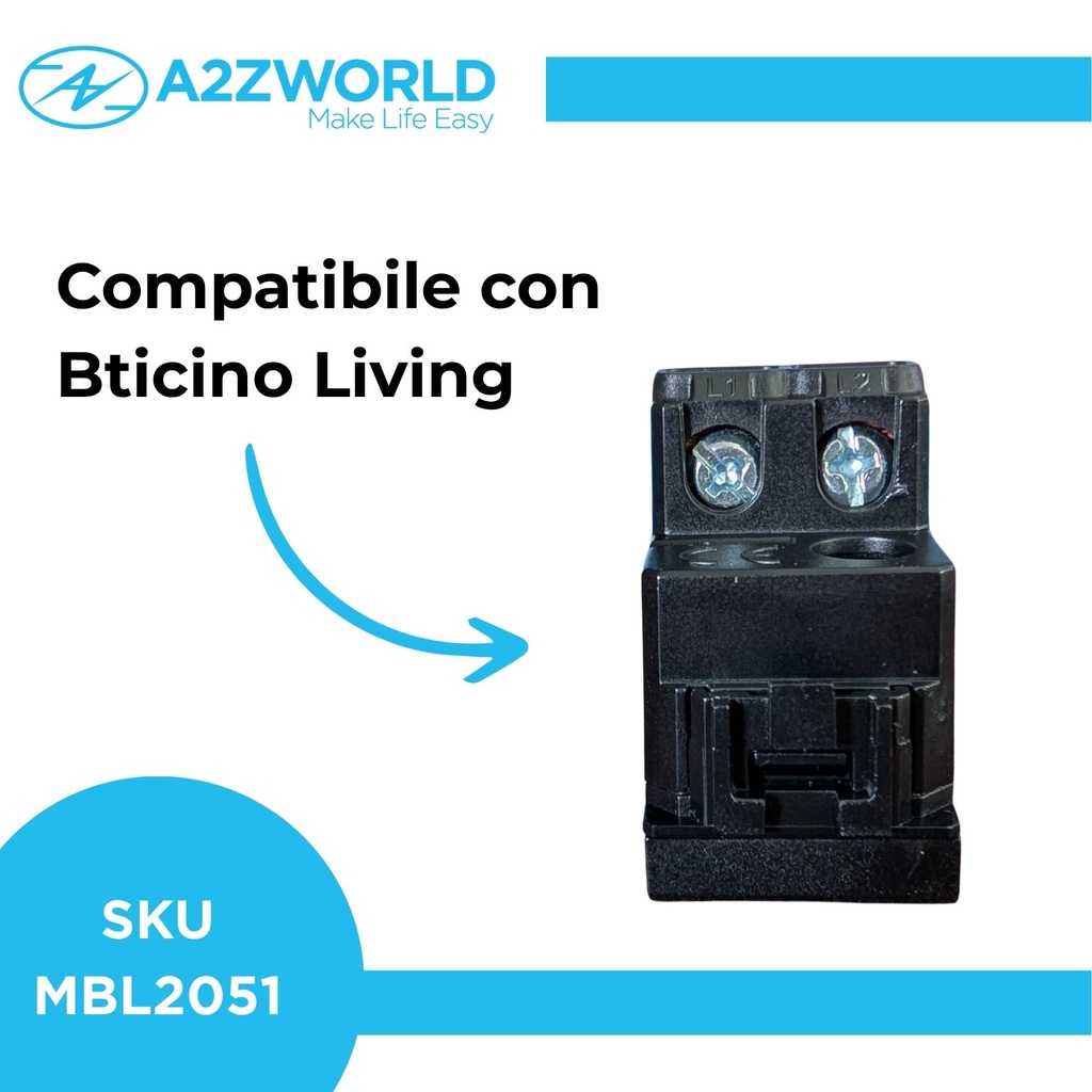 Interruttore Bipolare 0-1 2P 16A 220V MBL Nero 1M Compatibile Bticino Living BLN0402