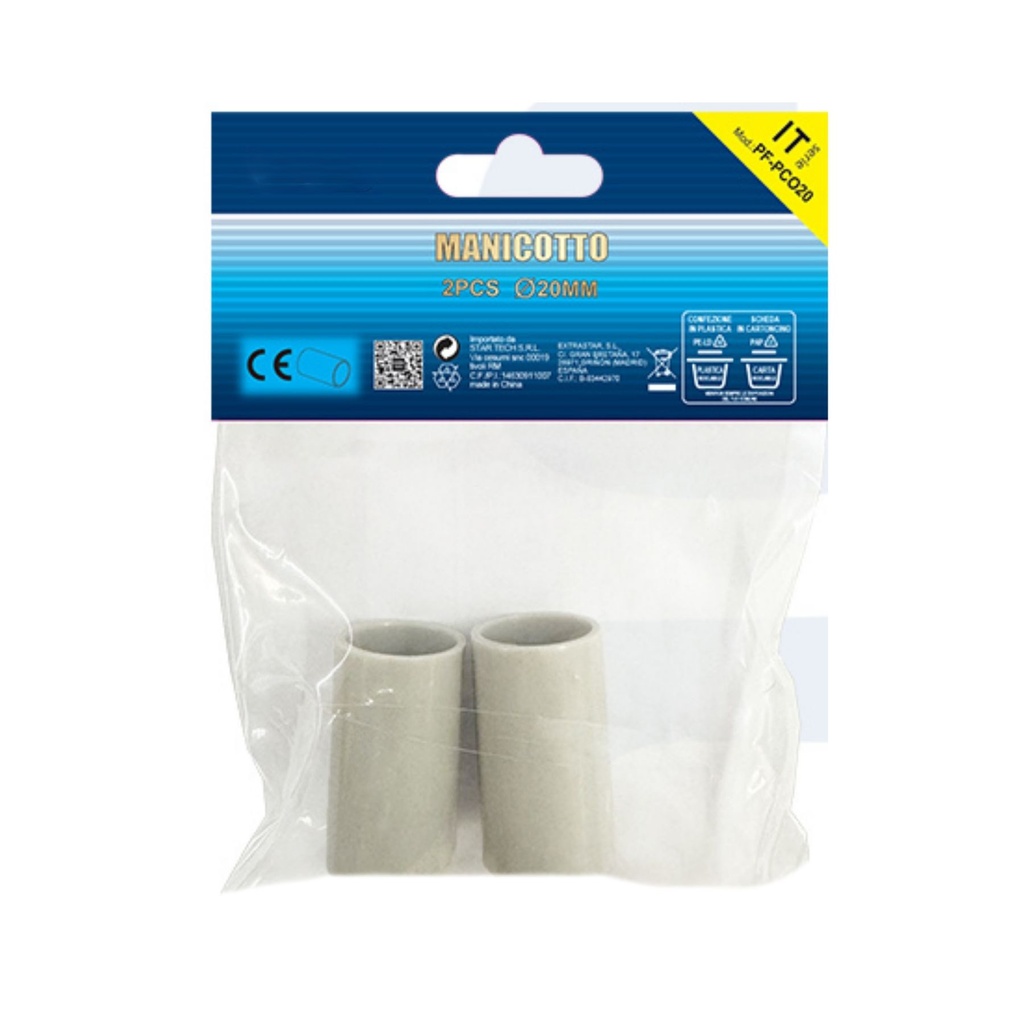 2 Pezzi Manicotto Giunto Raccordo Lineare Dritto 20mm per Tubo Rigido e Flessibile da 20mm Colore Grigio IP40