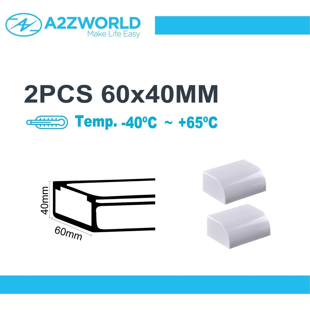 2 Pezzi Connettore Angolare Per Canaline Passacavi 60X40mm, Angolo Esterno Con Curva, Colore Bianco