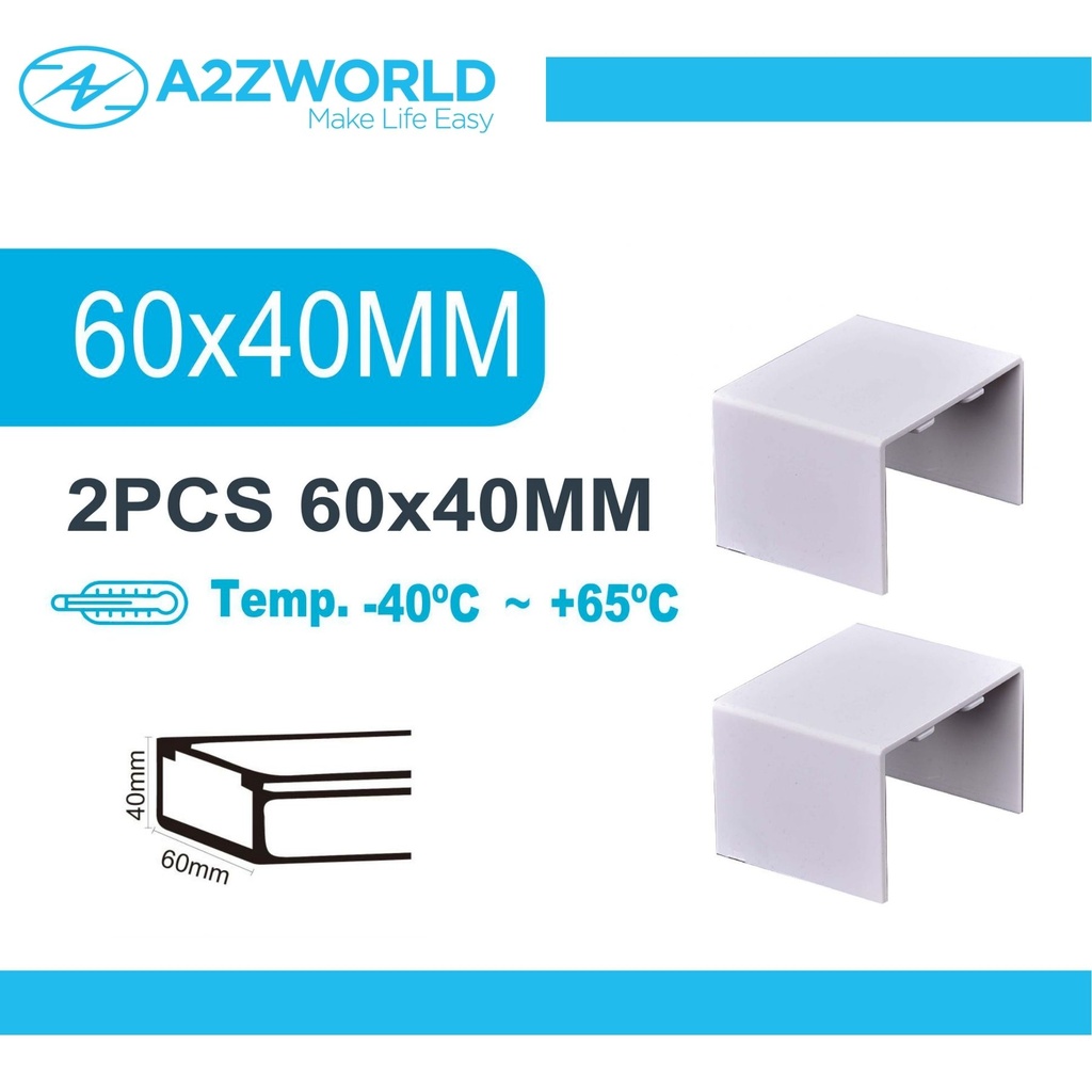 2 Pezzi Connettore Lineare Per Canaline Passacavi 60X40mm, Colore Bianco