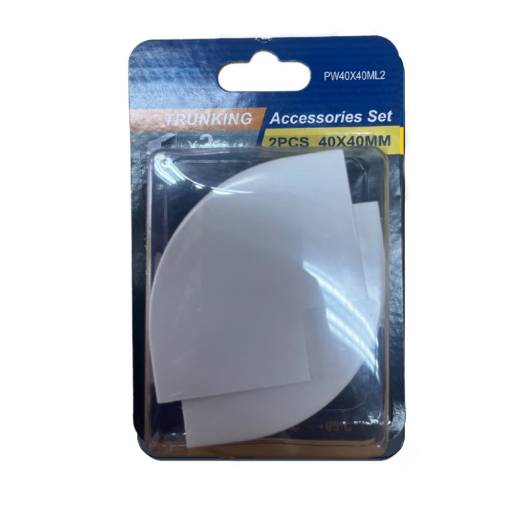 2 Pezzi Connettore Angolare Per Canaline Passacavi 40X40mm, Angolo Interno Con Curva, Colore Bianco