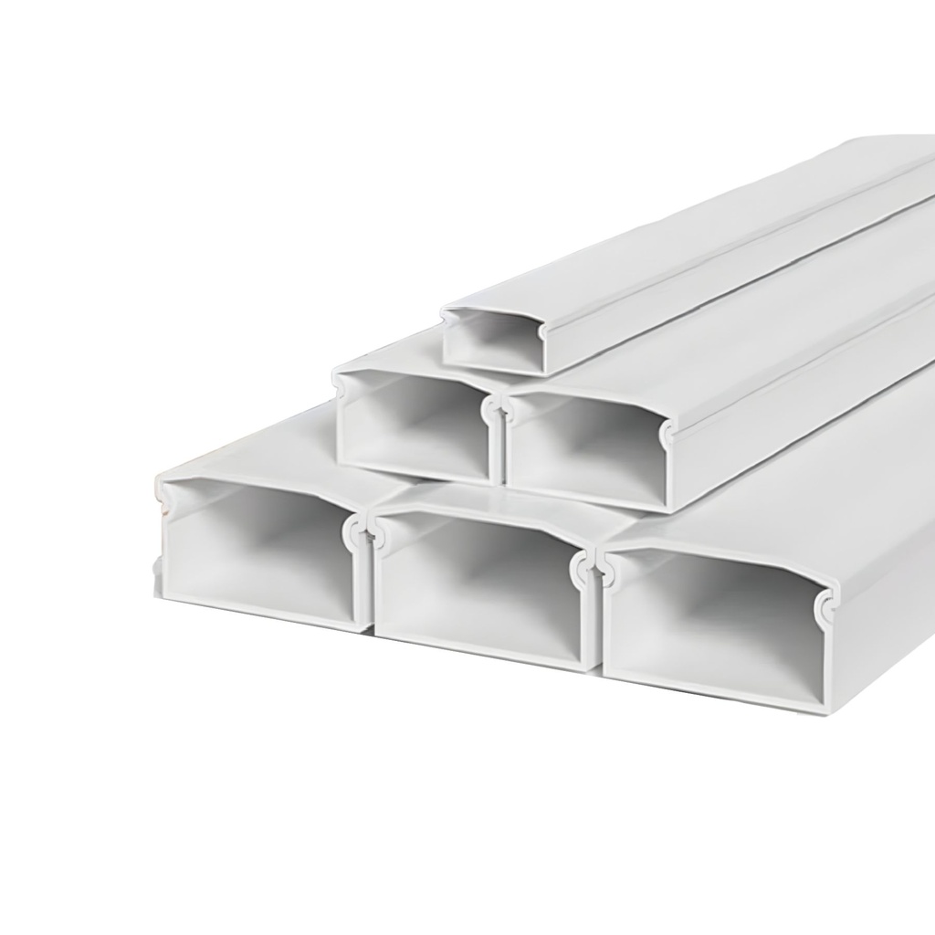 8 Metri Canaline Passacavi In PVC Con Biadesivo e Coperchio 10X10mm Bianco - 4 Pezzi da 2 Metri